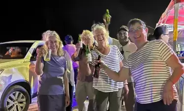 tourist in seawall tour in guyana georgetown